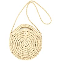  - Cosyres Bolso redondo con cuerpo cruzado de verano para mujer (Beige)